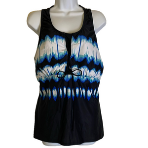 Tankini Racerback 2-piece Swimsuit, Women’s XL Black Blue